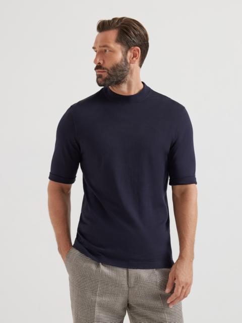 Cotton jersey mock neck T-shirt