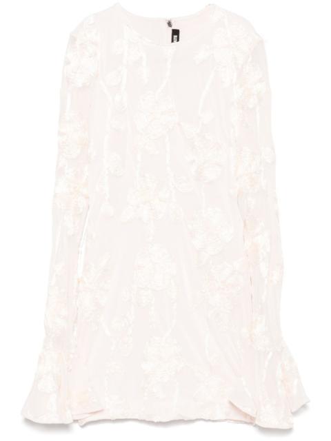 floral-mesh mini dress