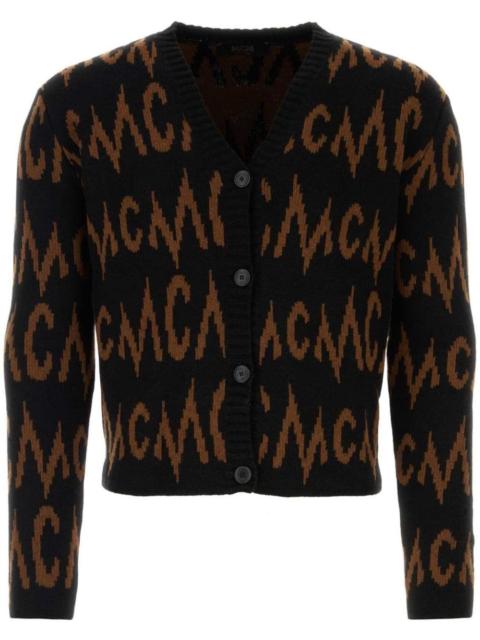 intarsia-knit logo cardigan