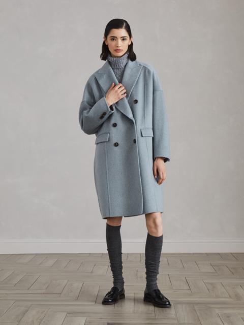 Hand-crafted coat in cashmere double beaver cloth with monili