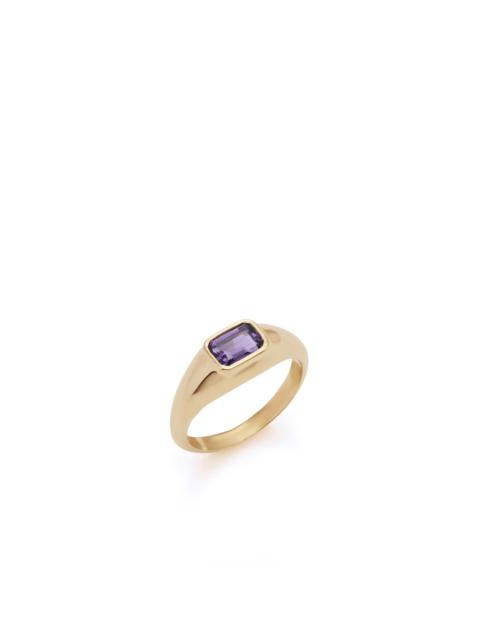 Small Ring in 18K Yellow Gold & Amethyst Stone