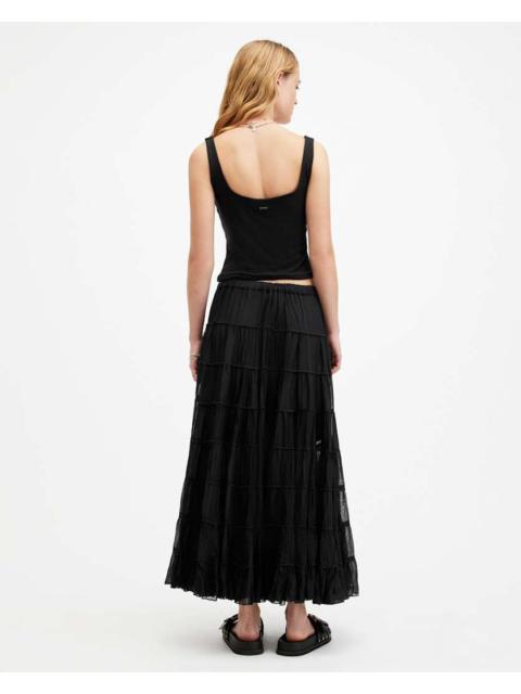 EVA ELASTICATED WAIST TIERED MAXI SKIRT