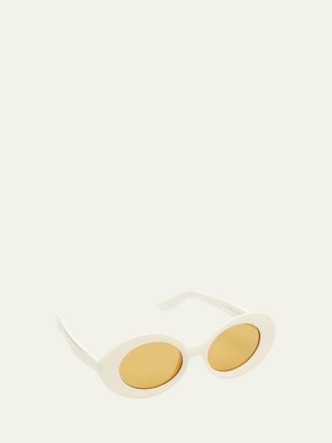 Mirrored Oval Acetate Sunglasses