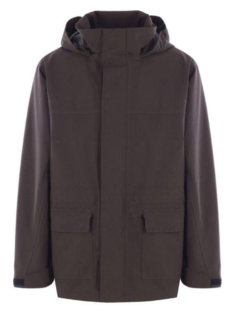high-collar flap-pocket parka