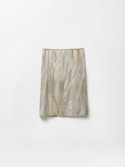 Embroidered Crêpe de Chine Midi Skirt