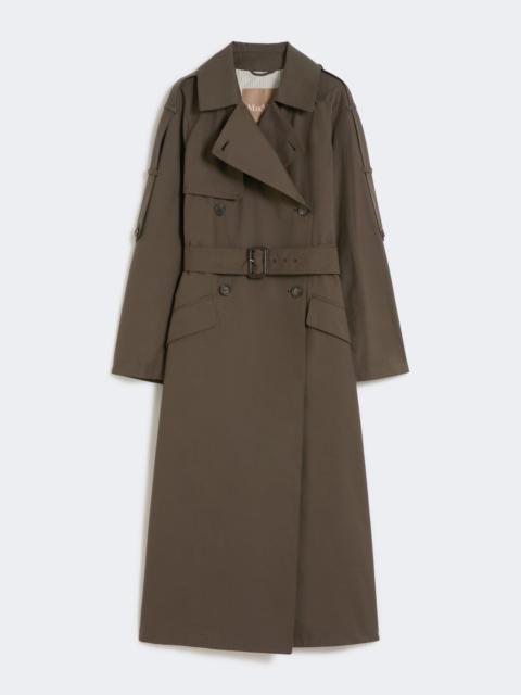 Wide water-repellent twill trench coat - GREEN