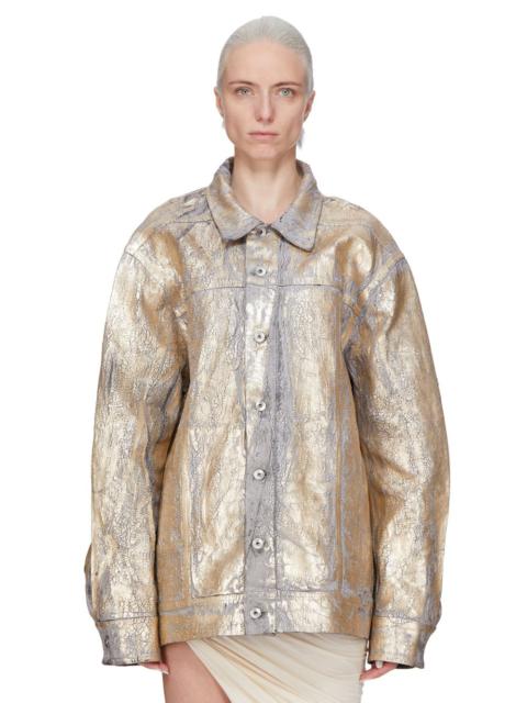 metallic cracked-effect jacket