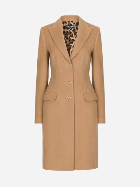 Single-breasted camel wool coat