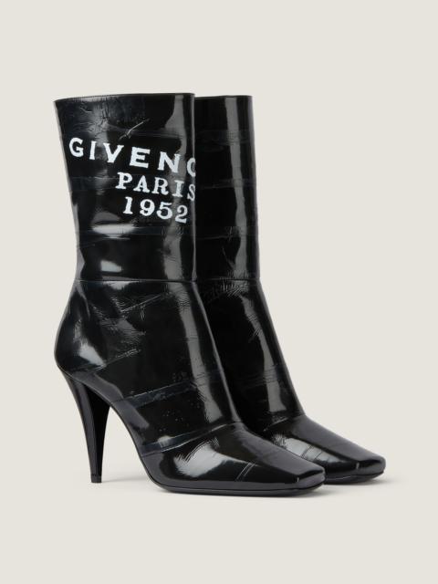 SLICED SQUARE GIVENCHY TAPE ANKLE BOOTS IN LEATHER