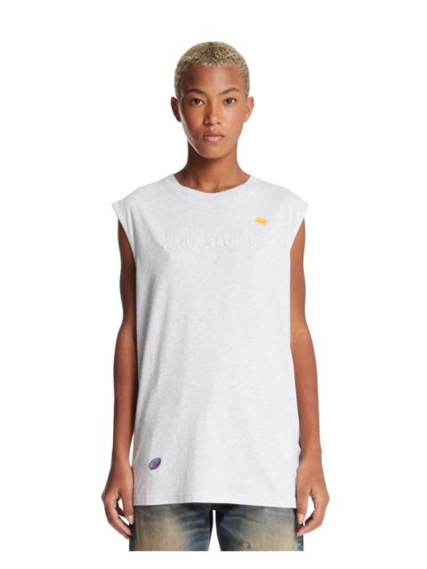 Gray Logo-Embossed Top