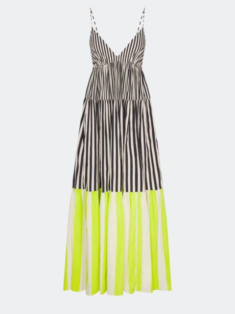 Romi Poplin Dress In Black/Cream/Lime Multi