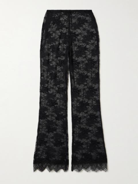 Scalloped Stretch-lace Straight-leg Pants