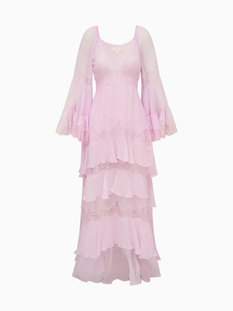 Devina Silk Chiffon Lace Maxi Dress