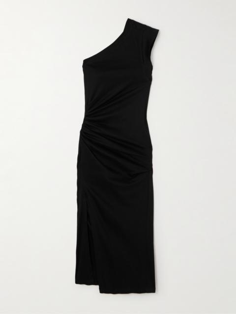 One-shoulder Cotton-jersey Midi Dress