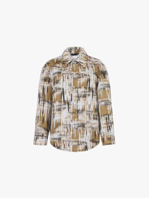 Checked brushed wool-blend jacket