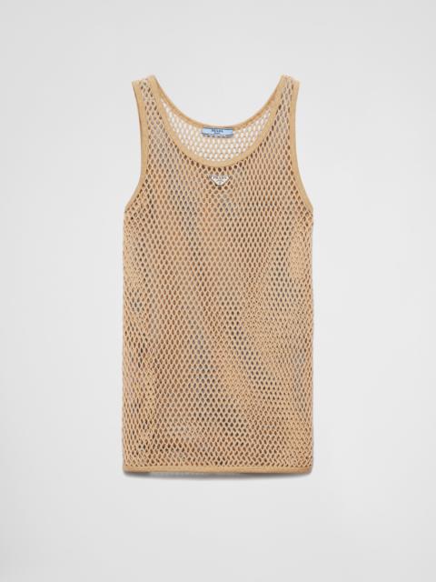 Sleeveless cotton mesh top