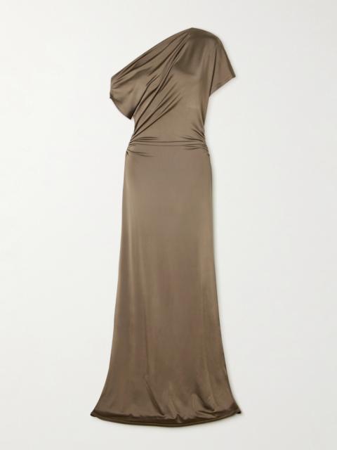 Inez One-shoulder Draped Satin-jersey Maxi Dress