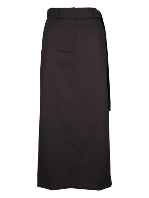 Slit belted maxi skirt