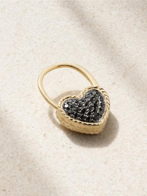 Créole Cadenas Coeur 9-karat Gold Diamond Single Earring