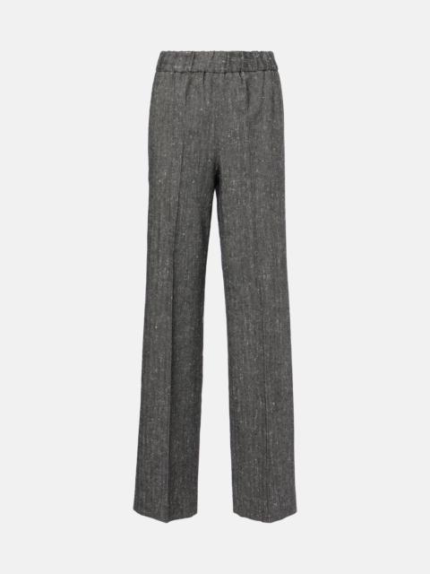 High-rise wool-blend wide-leg pants