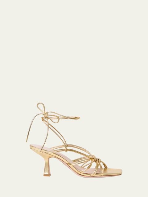 Vivienne Strappy Metallic Leather Lace-Up Sandals
