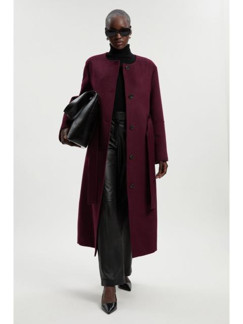 Tall Brushed Wool Single Breasted Belted Tailored Maxi Coat