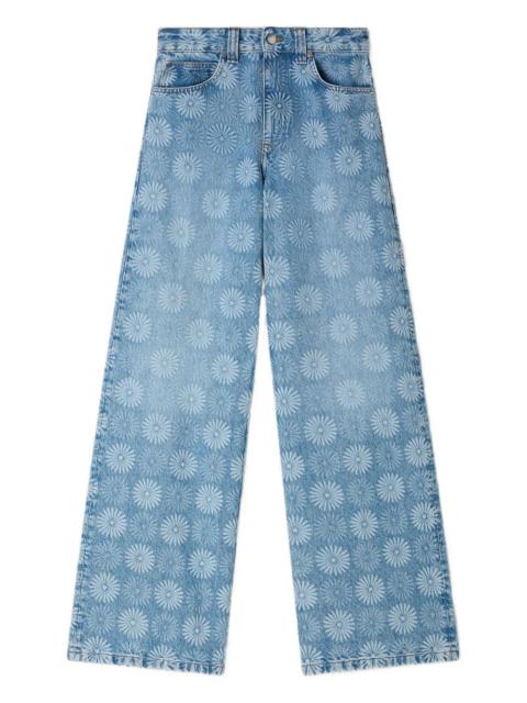 floral-pattern wide-leg jeans