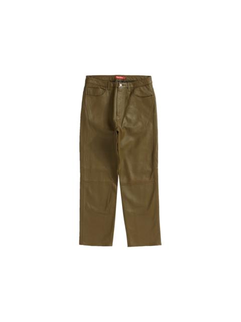 Supreme Leather 5-Pocket Jean Olive