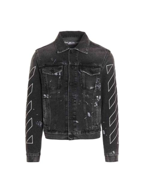 Men's Off-White SS22 Printing Denim Jacket Black OMYE079S22DEN0011101