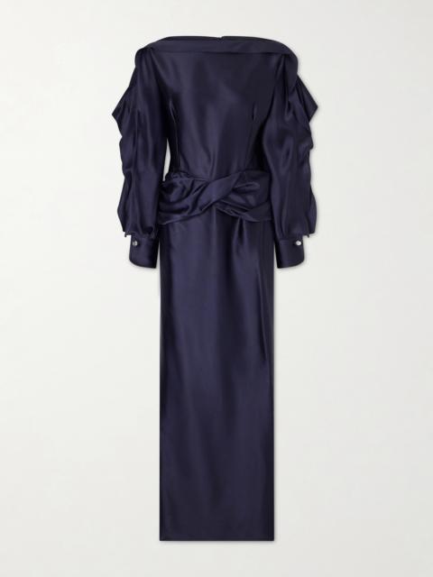 Ruffled Gathered Satin Gown
