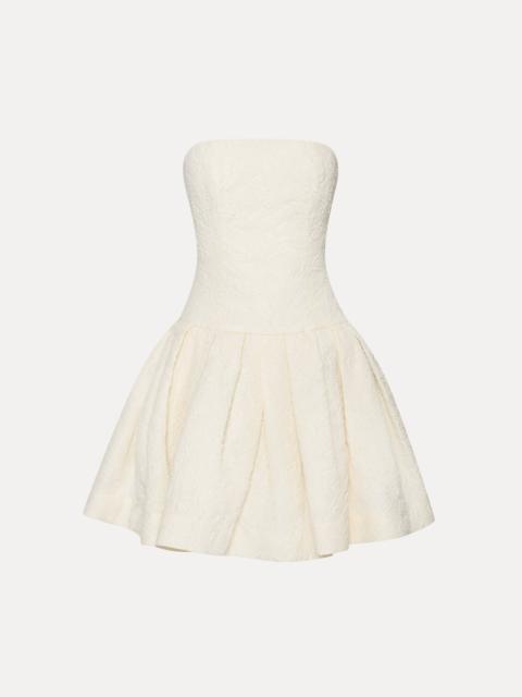 TEXTURED FLORAL CLOQUE CAPE-BACK DRESS