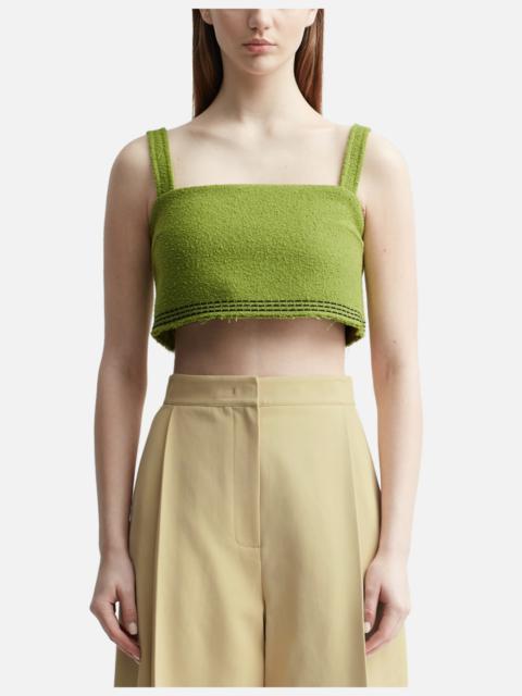TARA EMBROIDERY TWEED CROP TOP