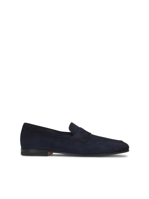 apron-toe suede penny loafers