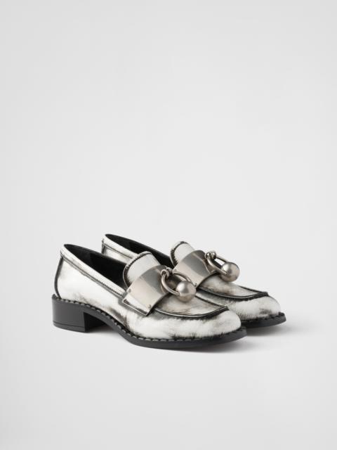 Brushed leather loafers with metal details