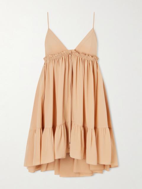 Tiered Silk-crepe Mini Dress
