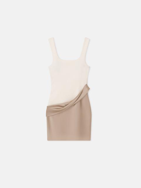 Ribbed Jersey and Slip Satin Dress