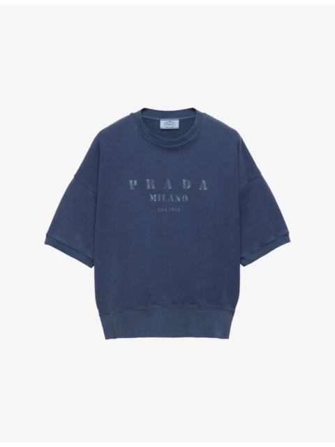 Logo-Print Short-Sleeve Cotton-Jersey Sweatshirt