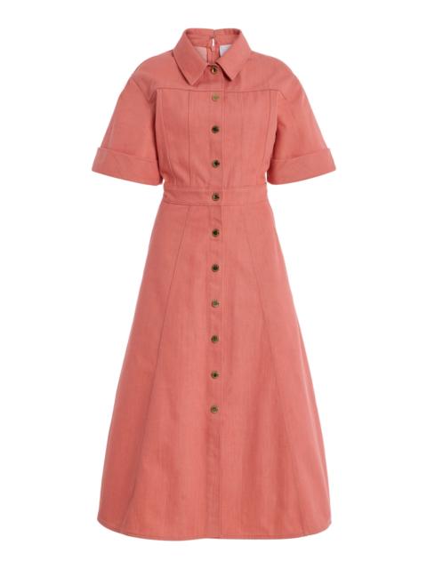 Button-Front Denim  Dress pink