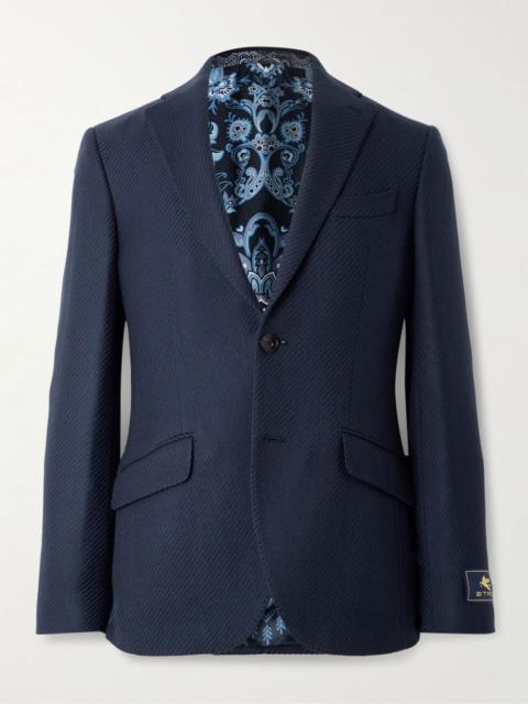 Roma Basketweave Wool Blazer Blue