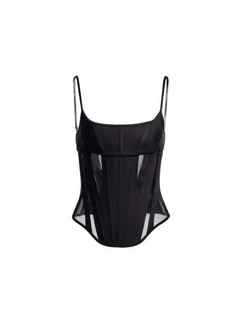 Mugler H&M Mesh-Paneled Corset Top Black