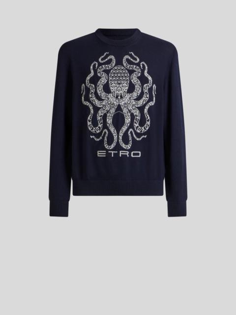WOOL JUMPER WITH OCTOPUS AND LOGO