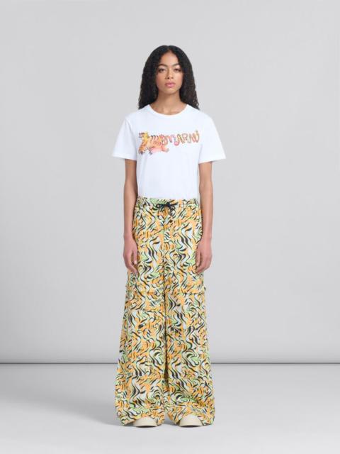 ORANGE AND GREEN PRINTED ORGANIC POPLIN HYBRID CARGO PANTS