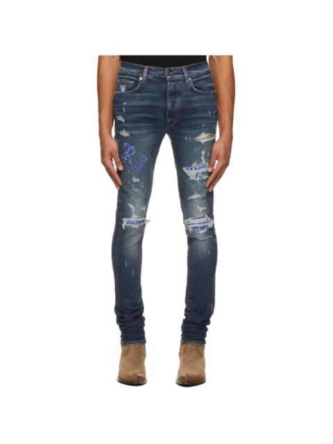 Indigo Old English Logo Jeans