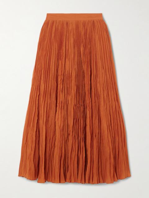 Plissé-organic Cotton-blend Maxi Skirt