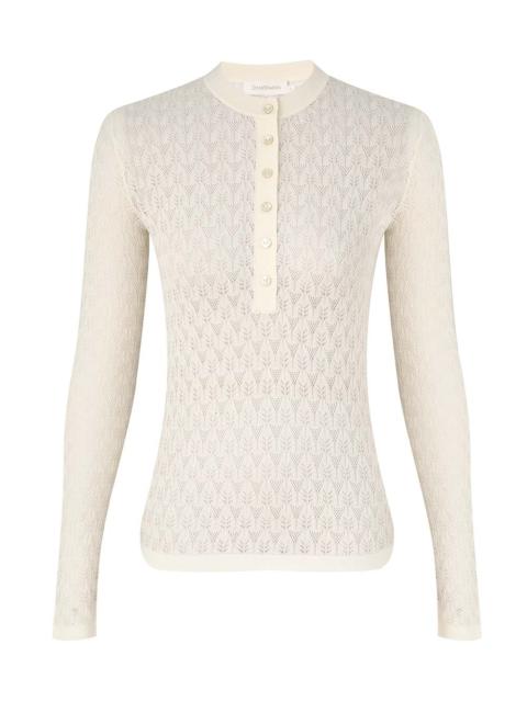 LACE KNIT BUTTONED TOP