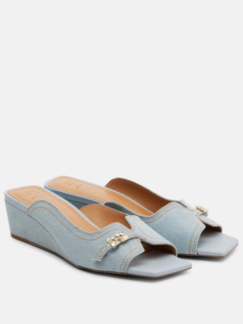 Butterfly wedge mules