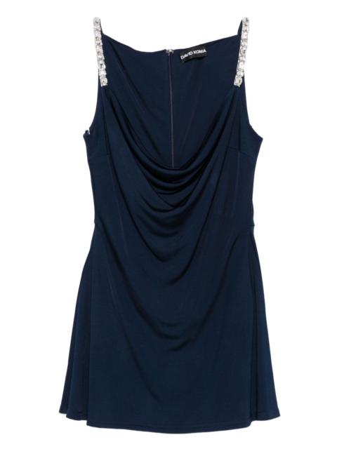 embellished-strap draped dress