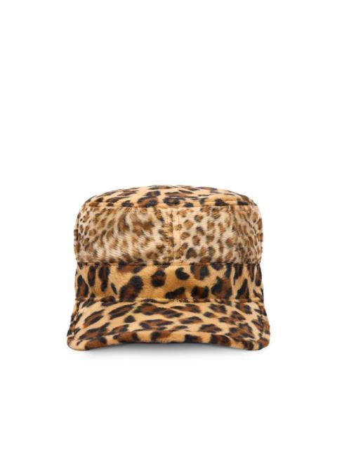 faux-fur giraffe-print cap