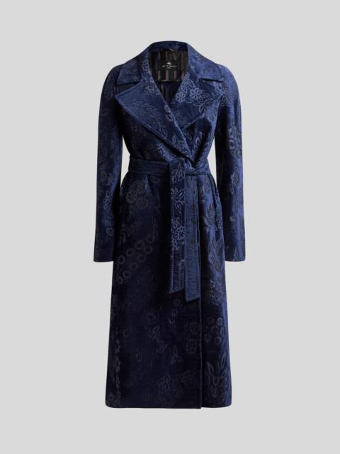 CHENILLE JACQUARD COAT WITH BELT