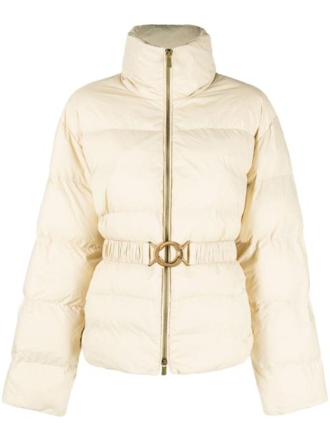 logo print collar puffer jacket